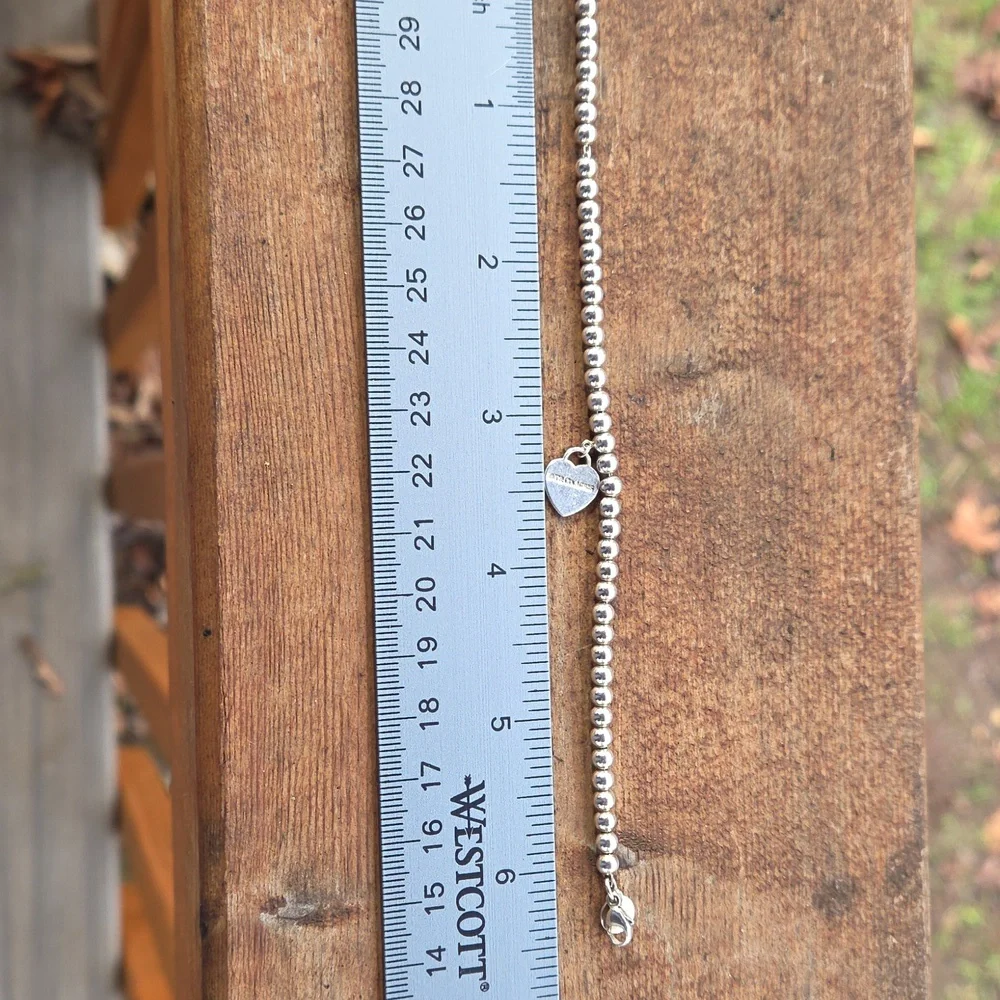 Tiffany & Co.Silver 925 Beaded Heart Charm Bracelet - Picture 3 of 5